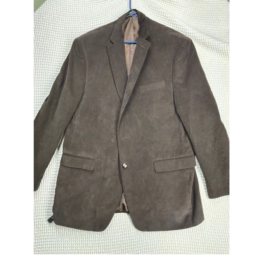 Dark Academia Mens Chaps Corduroy Sport Coat Blazer 44L Brown‎